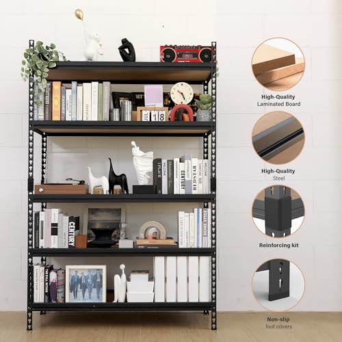 Black 4 Tier Heavy Duty Metal Storage Shelves U572598
