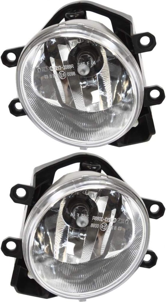 Fog Light Assembly for Toyota Prius C 2012 2013 2014 Driver and Passenger Side Pair Halogen Round T72909