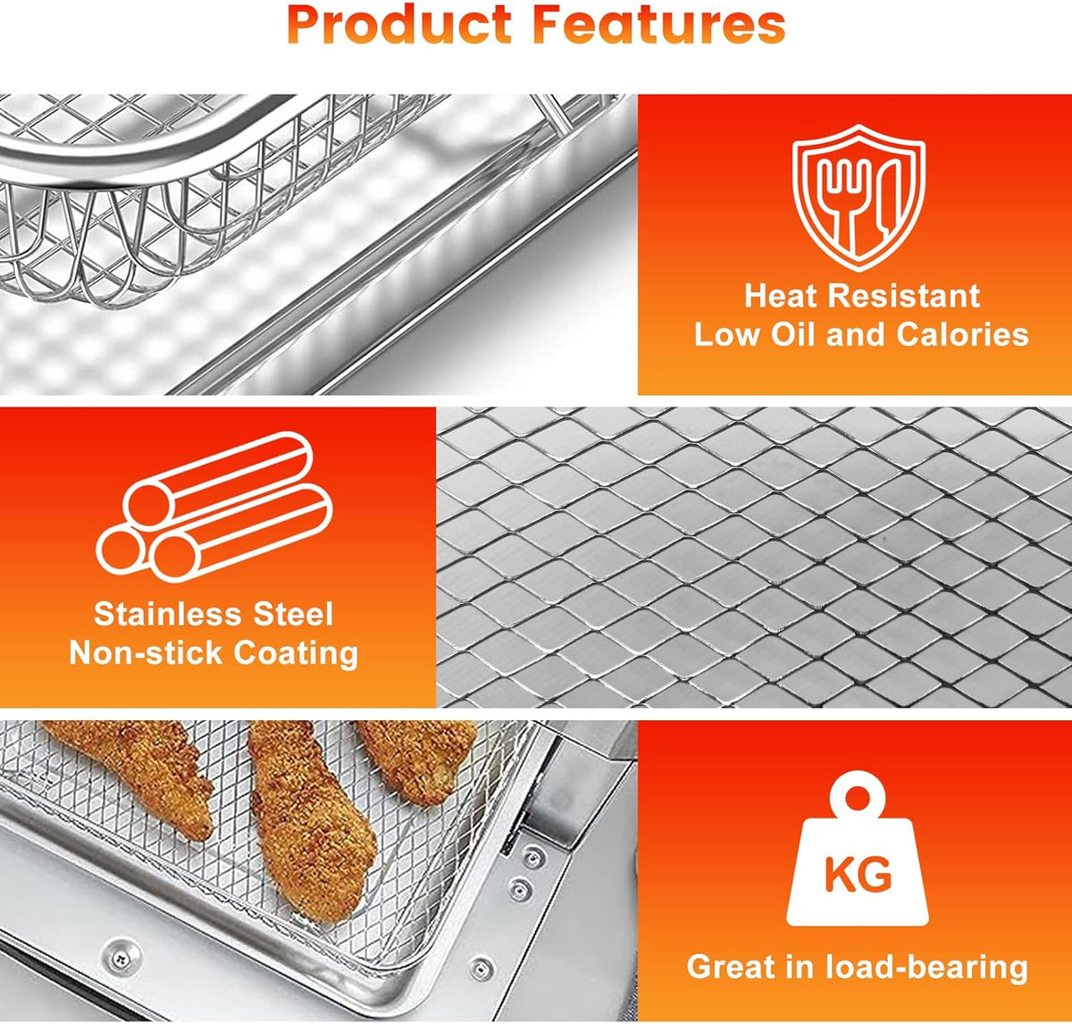 10.7 * 9.8'' Non-stick Stainless Steel Air Fryer Basket H450119