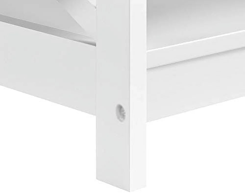 White 2-Tier Wood Coffee Table 39.5 x 21.5 x 18 Inches I8965
