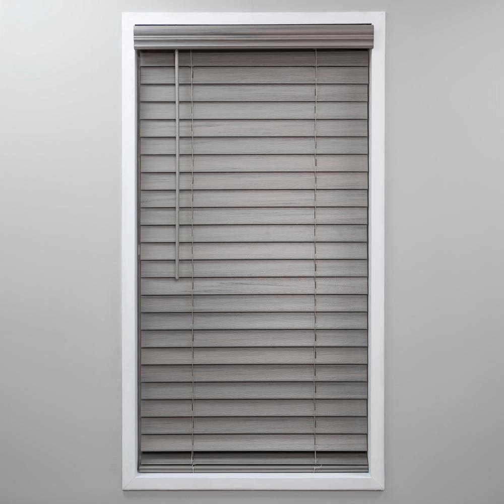 Cut-to-Width Cordless Room Darkening 2 in. PVC Faux Wood Blind 40.75 in. W x 72 in. P986