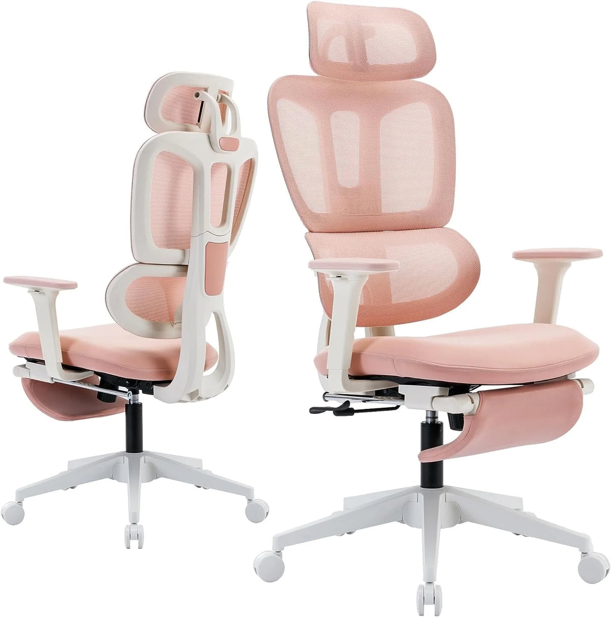 Black Ergonomic Mesh Office Chair with Footrest and Headrest A696