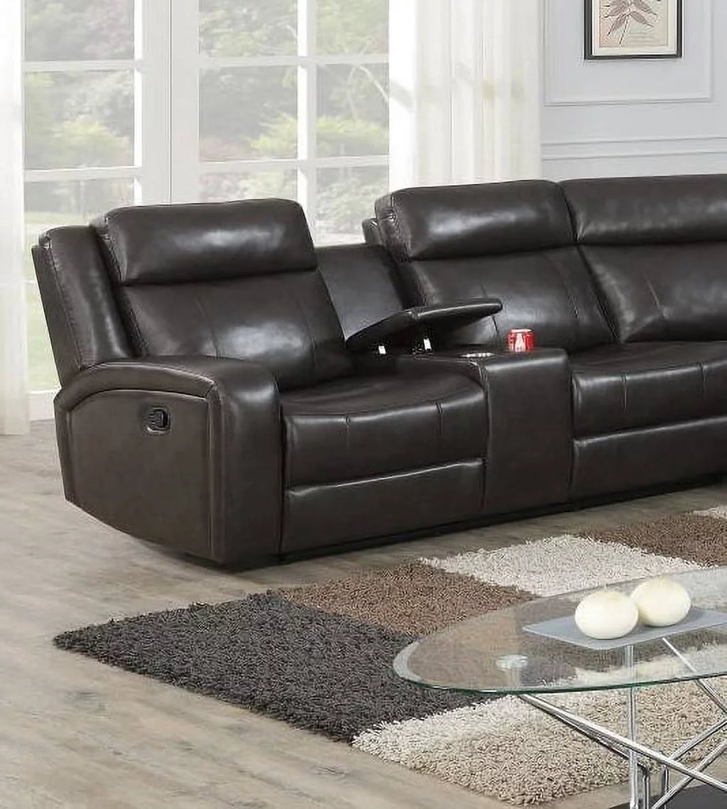 Dark Brown Reclining Sectional Sofa Set H918