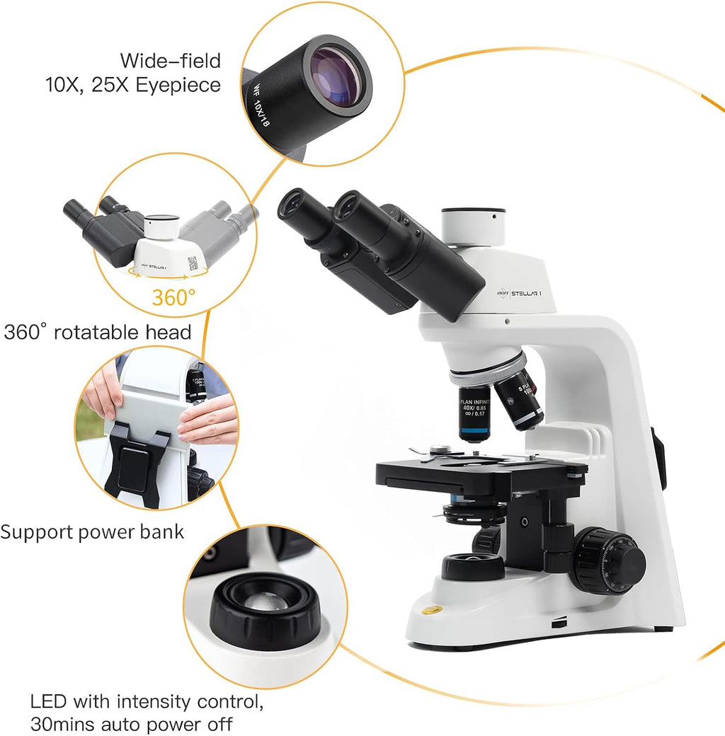 Compound Microscope 40X-2500X Magnification Trinocular P23896