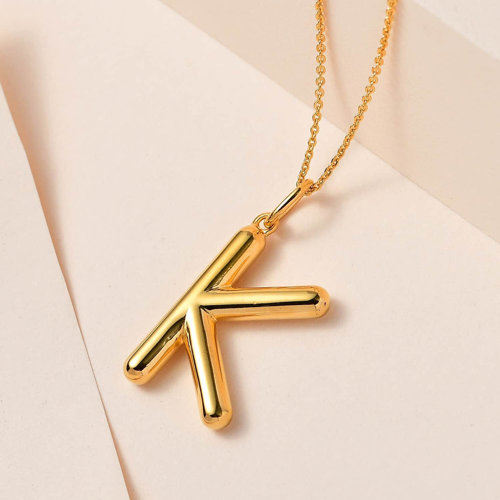 925 Sterling Silver Vermeil Yellow Gold Plated Initial K Pendant Necklace 20" 7.25 Grams G551454