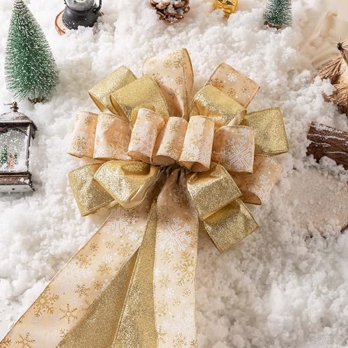 Christmas Tree Topper Bow 40x13 Inches White S23386
