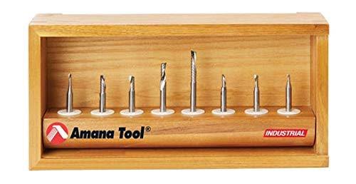 8-Pc Solid Carbide Spiral CNC Router Bit Collection, 1/4 inch Shank O223483