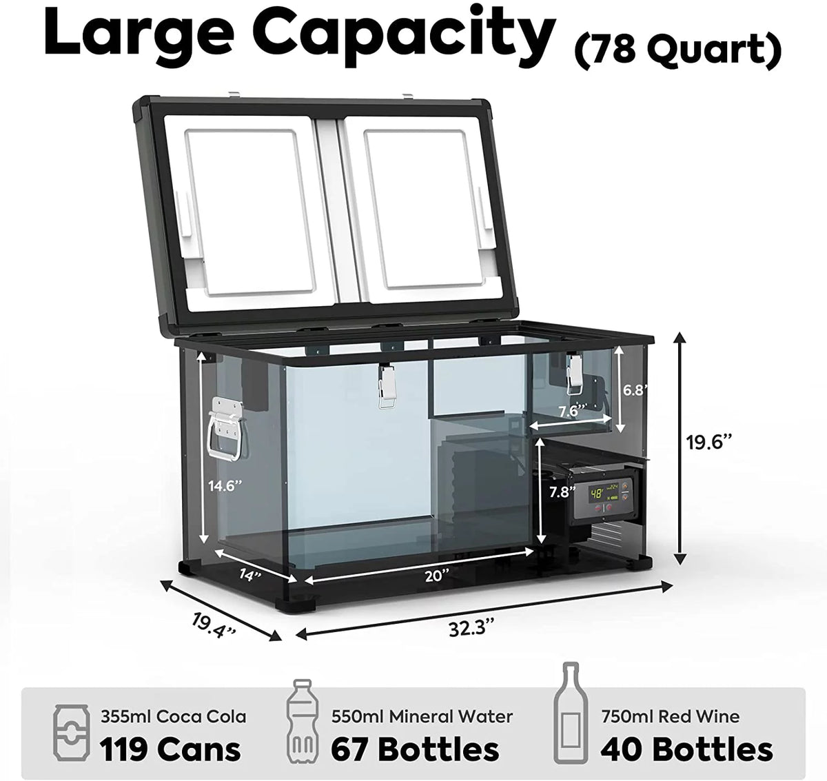 74 Liters Portable Refrigerator with SECOP Compressor V7449