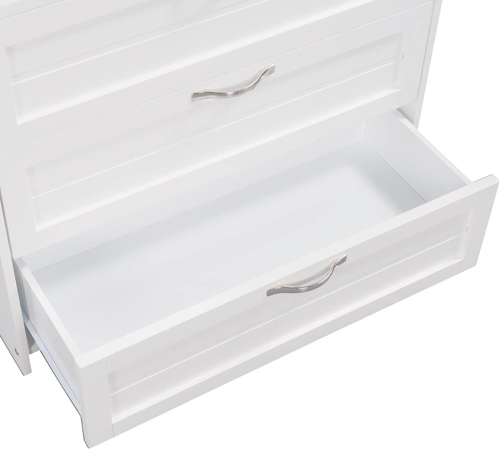 White Twin Low Loft Bed with Slide Storage Cabinets Drawers Shelves K87283