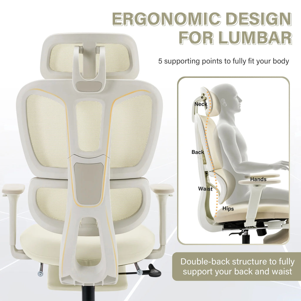 Black Ergonomic Mesh Office Chair with Footrest and Headrest A696