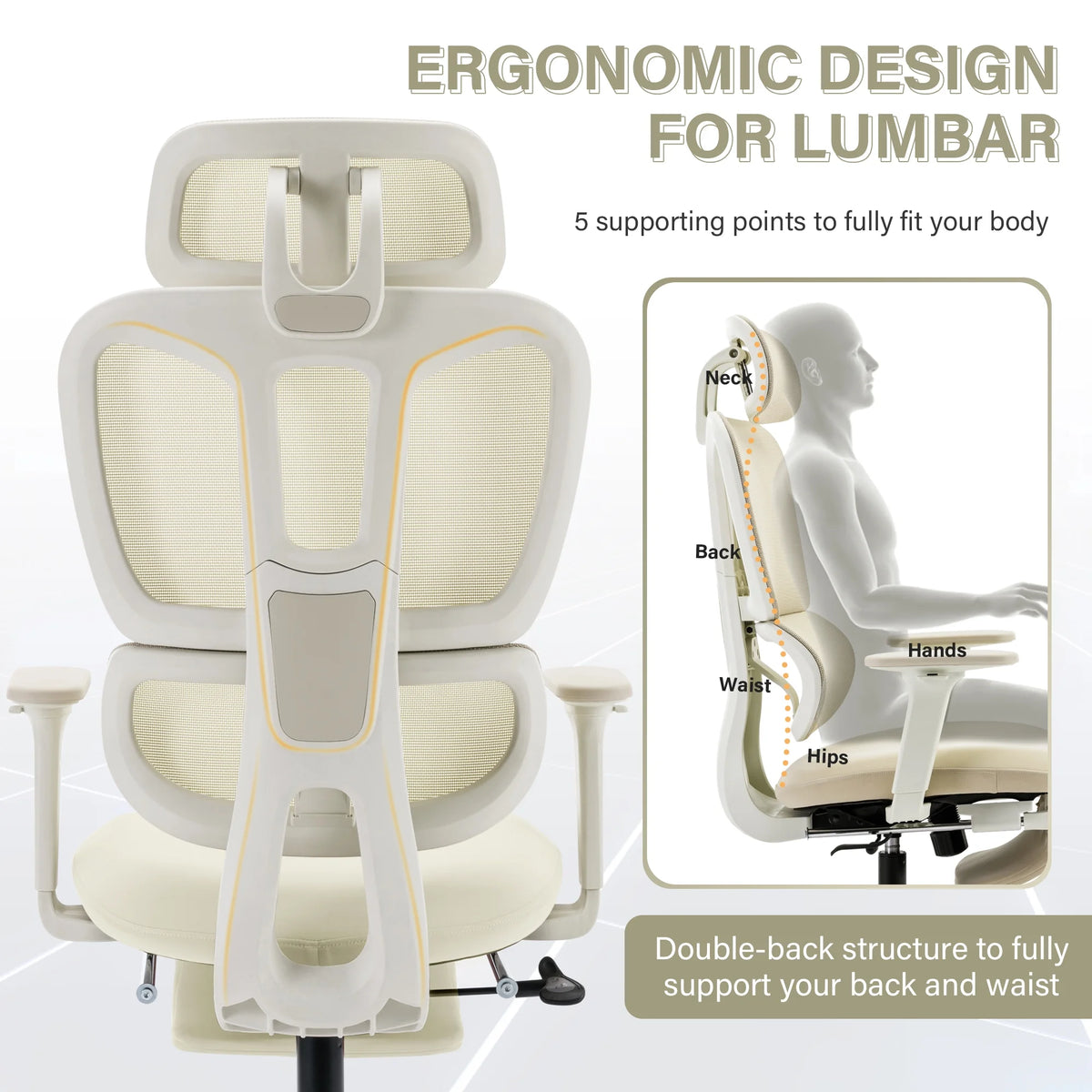 Black Ergonomic Mesh Office Chair with Footrest and Headrest A696