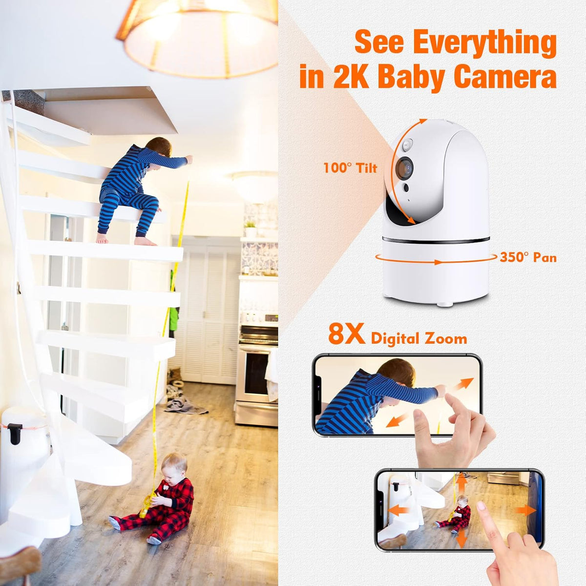 2K Security Camera with Night Vision, 2-Way Audio, Pack of 2 F820