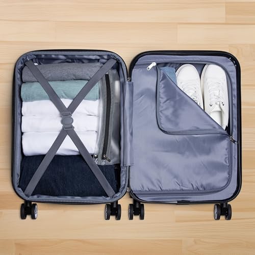 Expandable Hardside Spinner Luggage, Black, 21" Carry-on J909