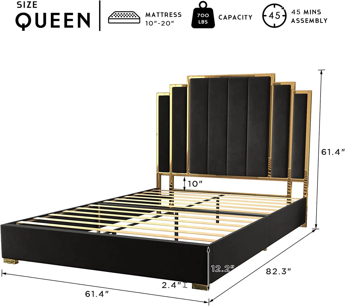 Queen Size Upholstered Bed with Headboard S317808