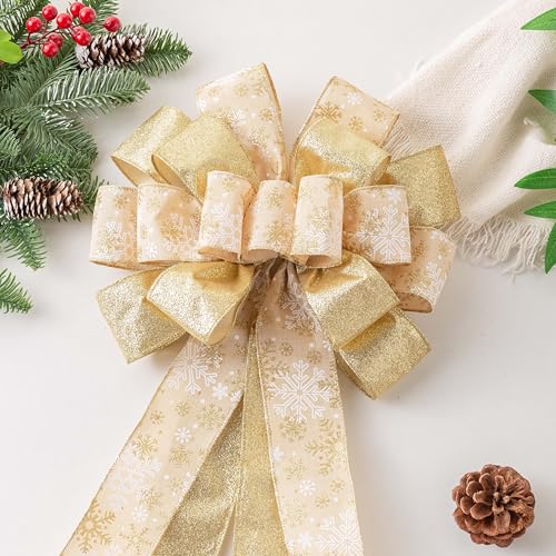 Christmas Tree Topper Bow 40x13 Inches White S23386