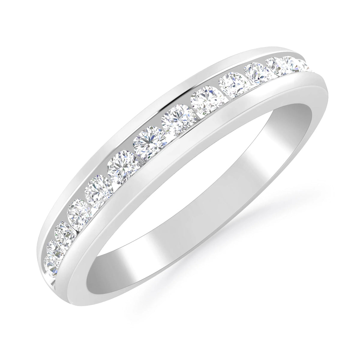 14K White Gold Diamond Stackable Band T572