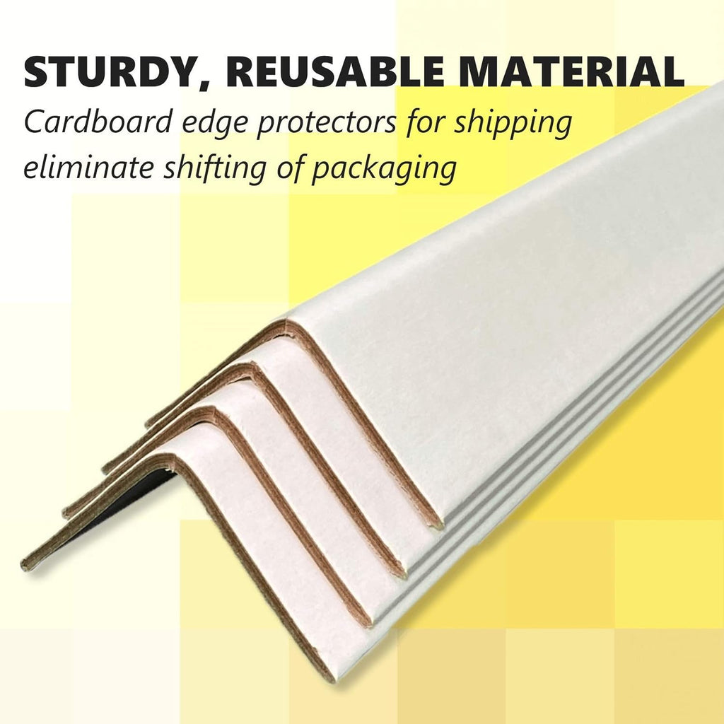 Cardboard Edge Protector 2” X 2” X 36”, Pack of 50 – White Kraft Corner Protectors for Shipping – Pallet Edge Protector J81037