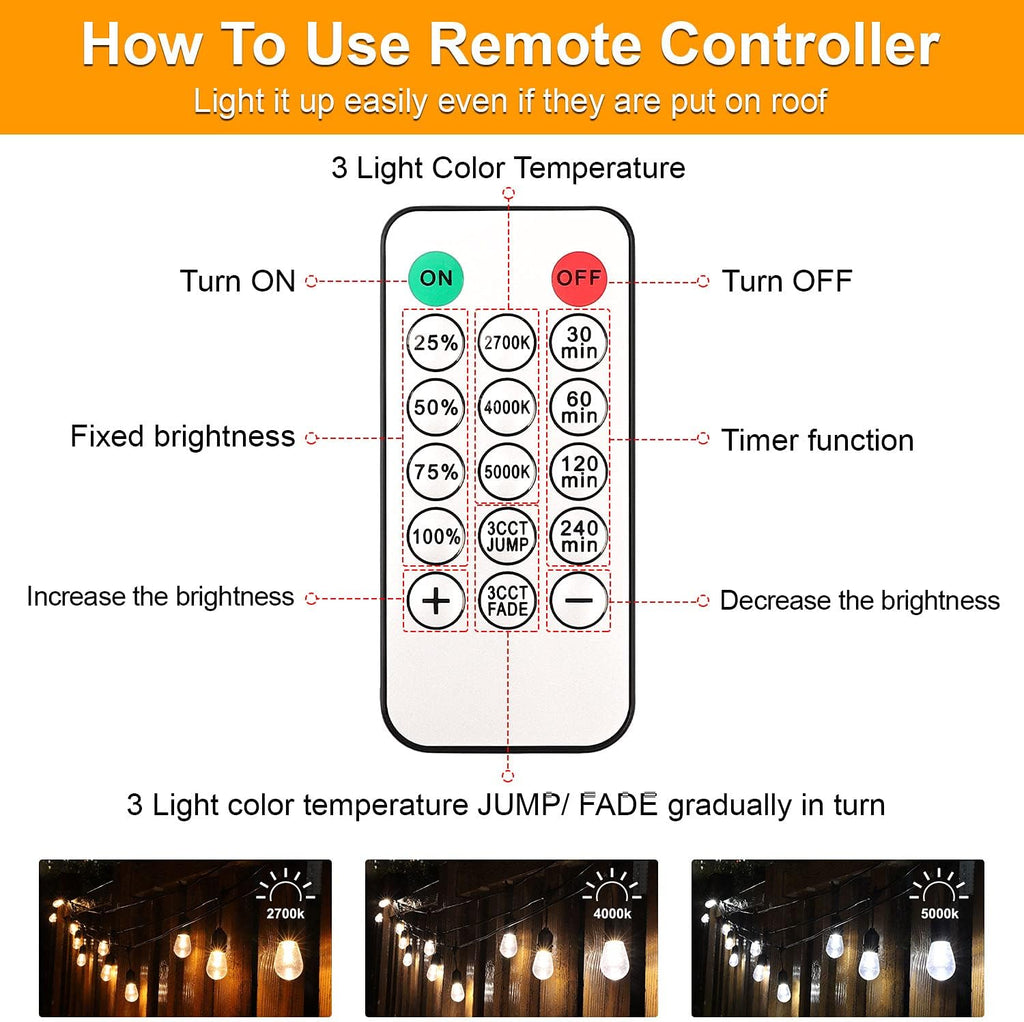 48FT Waterproof Dimmable LED String Lights with Remote Q113628
