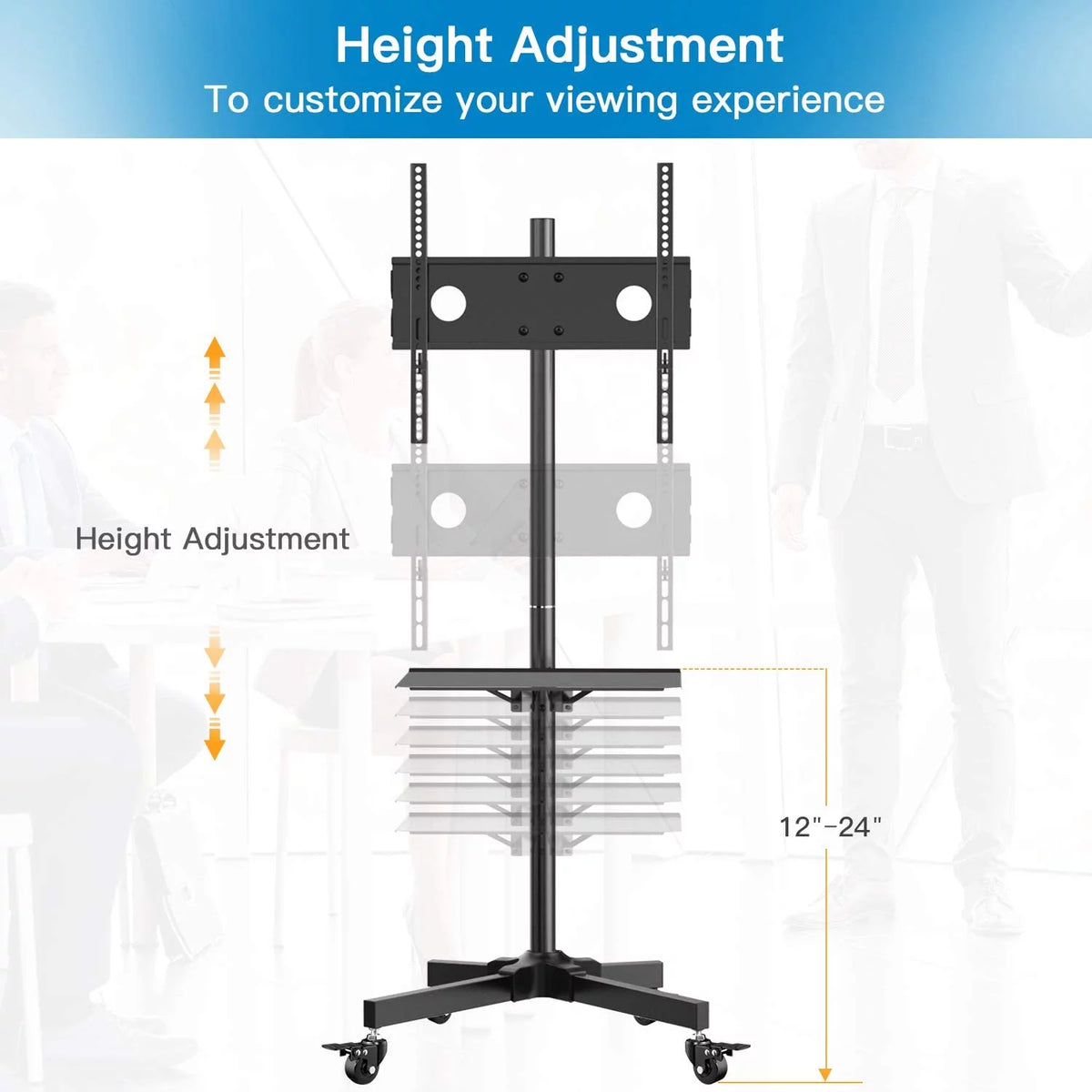 Rolling TV Stand with Wheels for 23-55 inch Flat Panel TVs, Black Z257