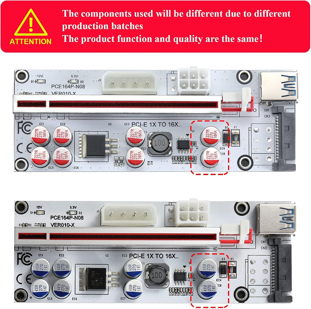 PCI-E 1X to 16X Riser Card with 24in USB 3.0 Extension Cable W170102