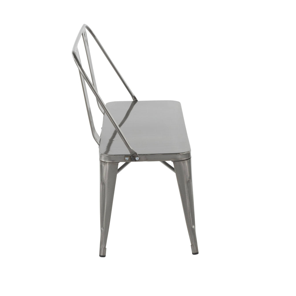 Clear Brushed Silver Metal Bench G9896