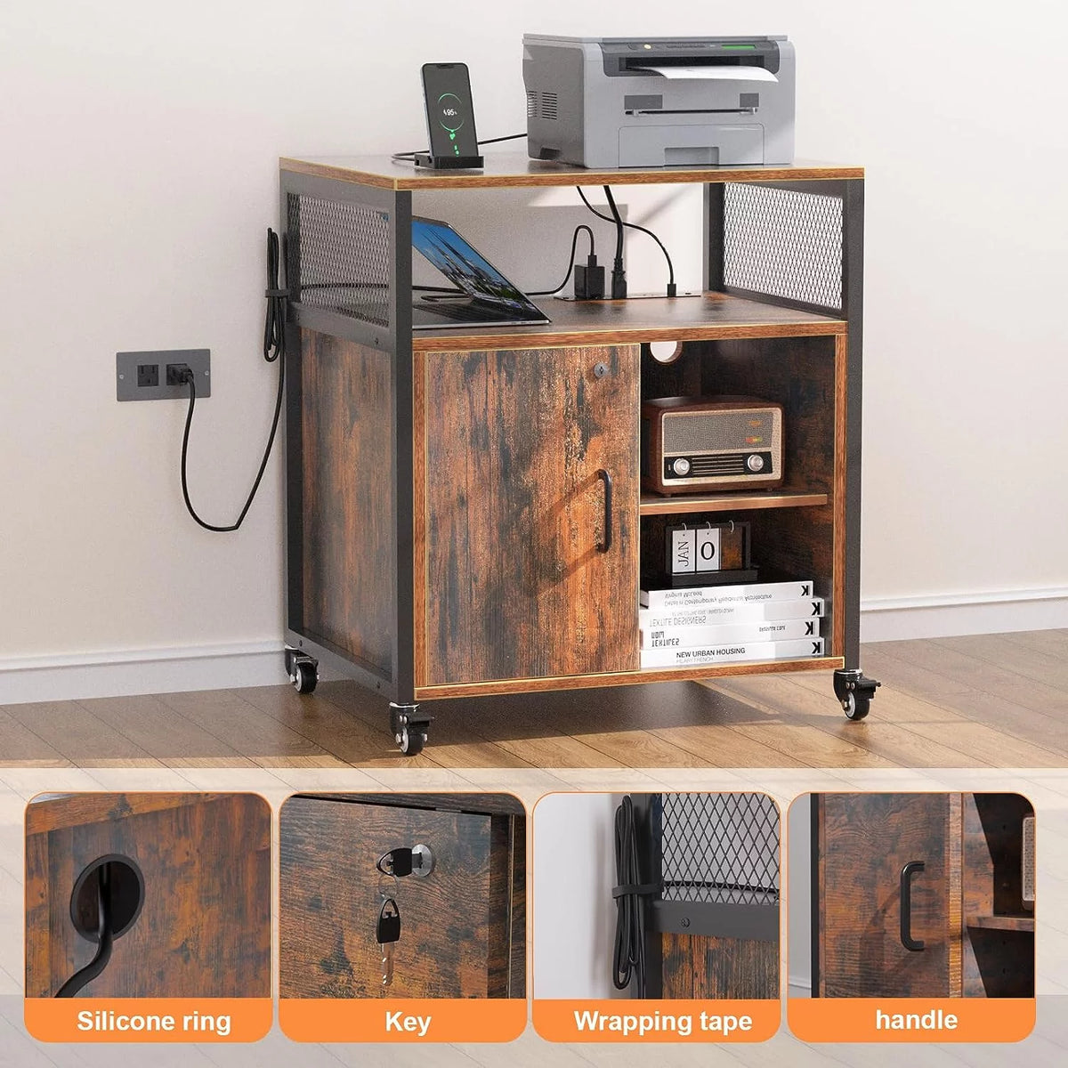 Filing Cabinet with Lock and Charging Station D33713