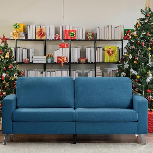Navy Blue Faux Leather 79" Wide Sofa G71457