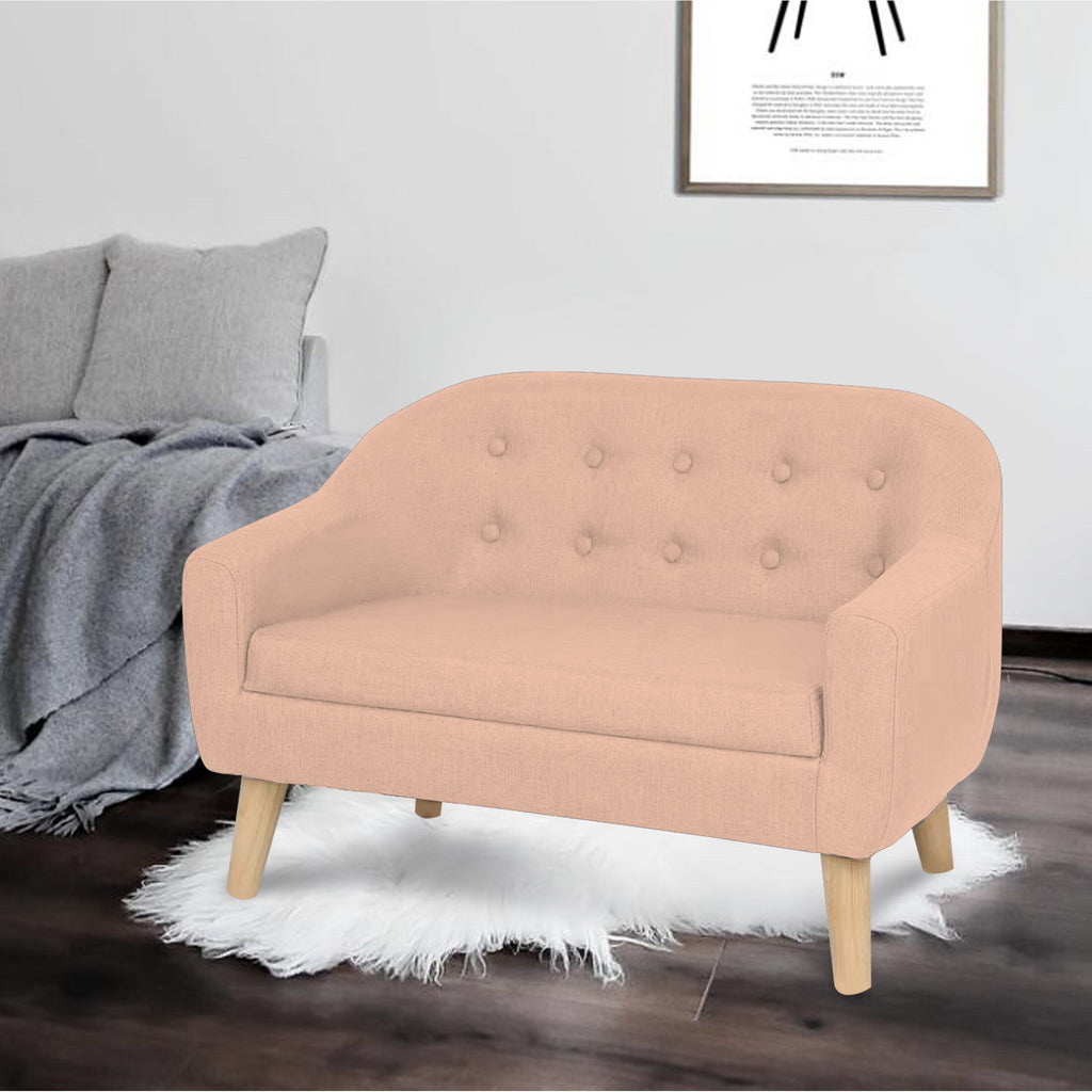 Pink Wood Leg Mini Sofa N65298