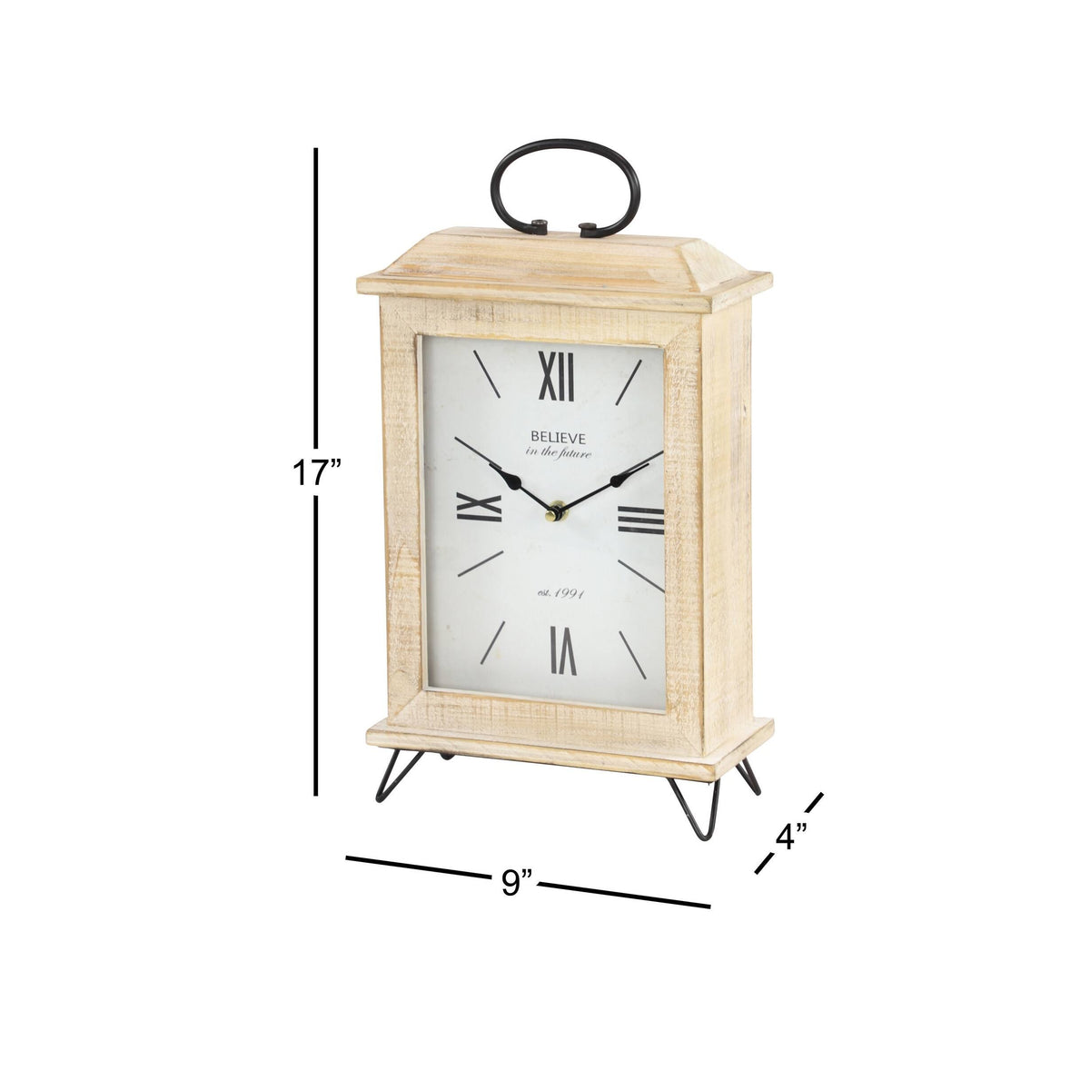 Rectangular Beige Wooden Table Clock C490