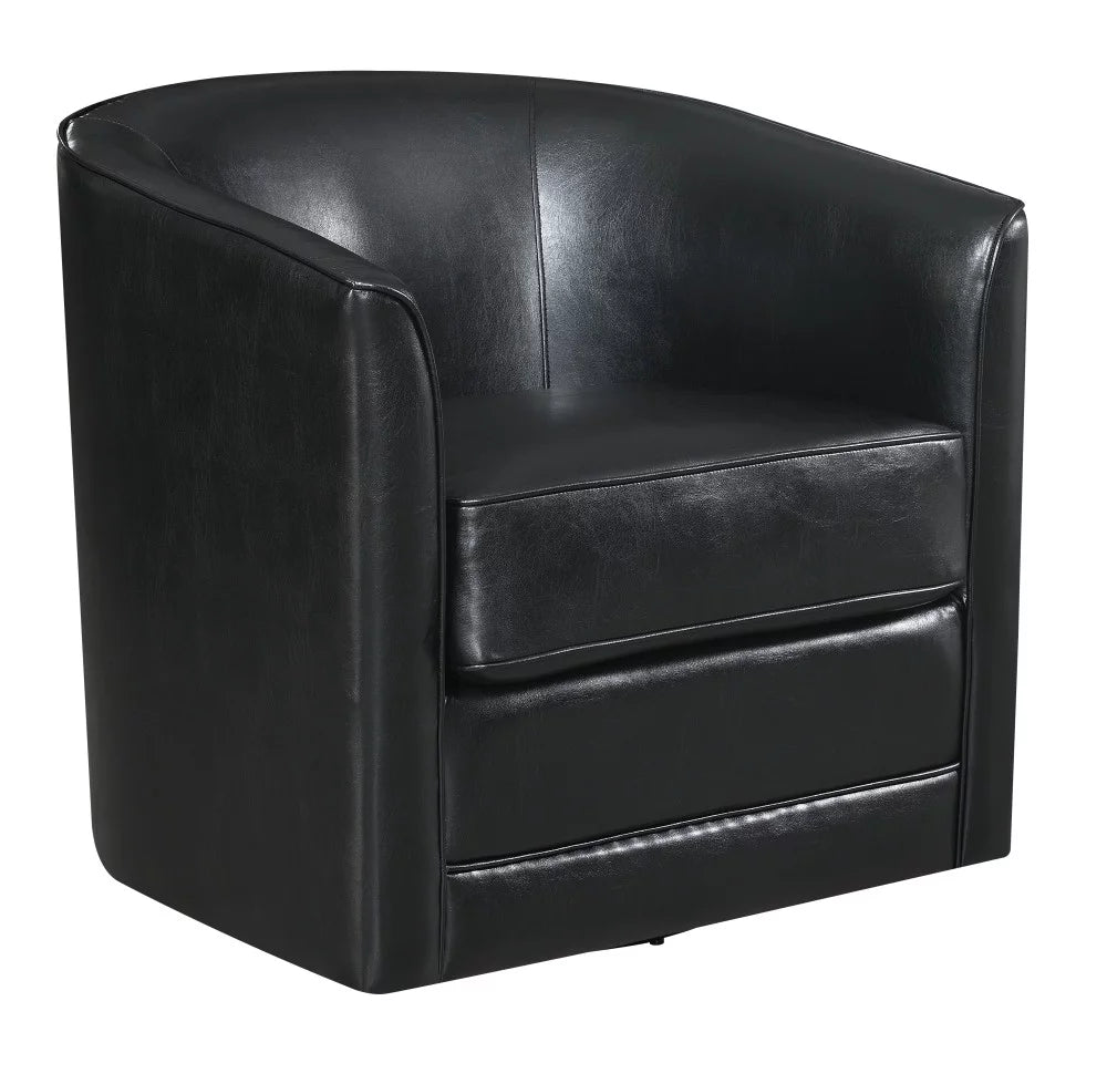 Black Faux Leather Swivel Accent Chair X664098