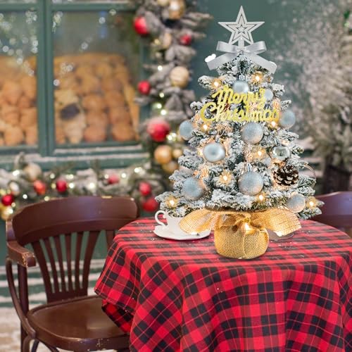 White 22 Inch Mini Artificial Christmas Tree with Lights Z4726