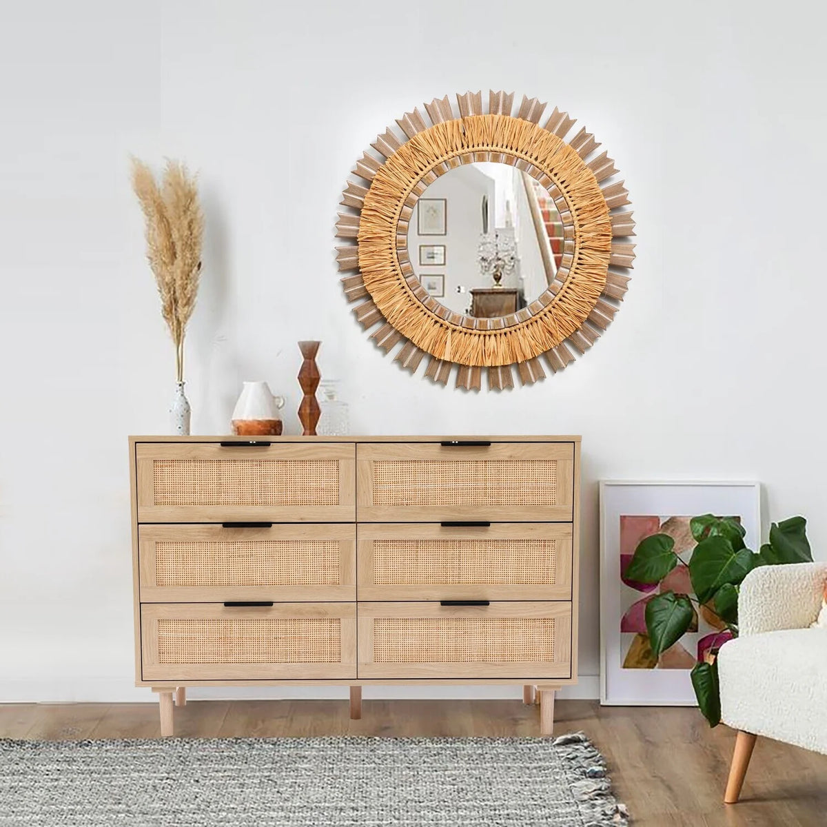 Light Wood 6-Drawer Dresser J6109