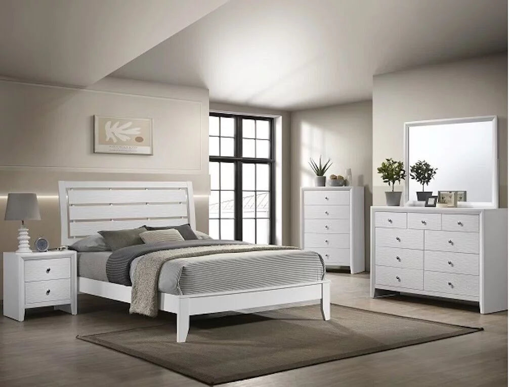 White Queen Size Panel Bed Set P216318
