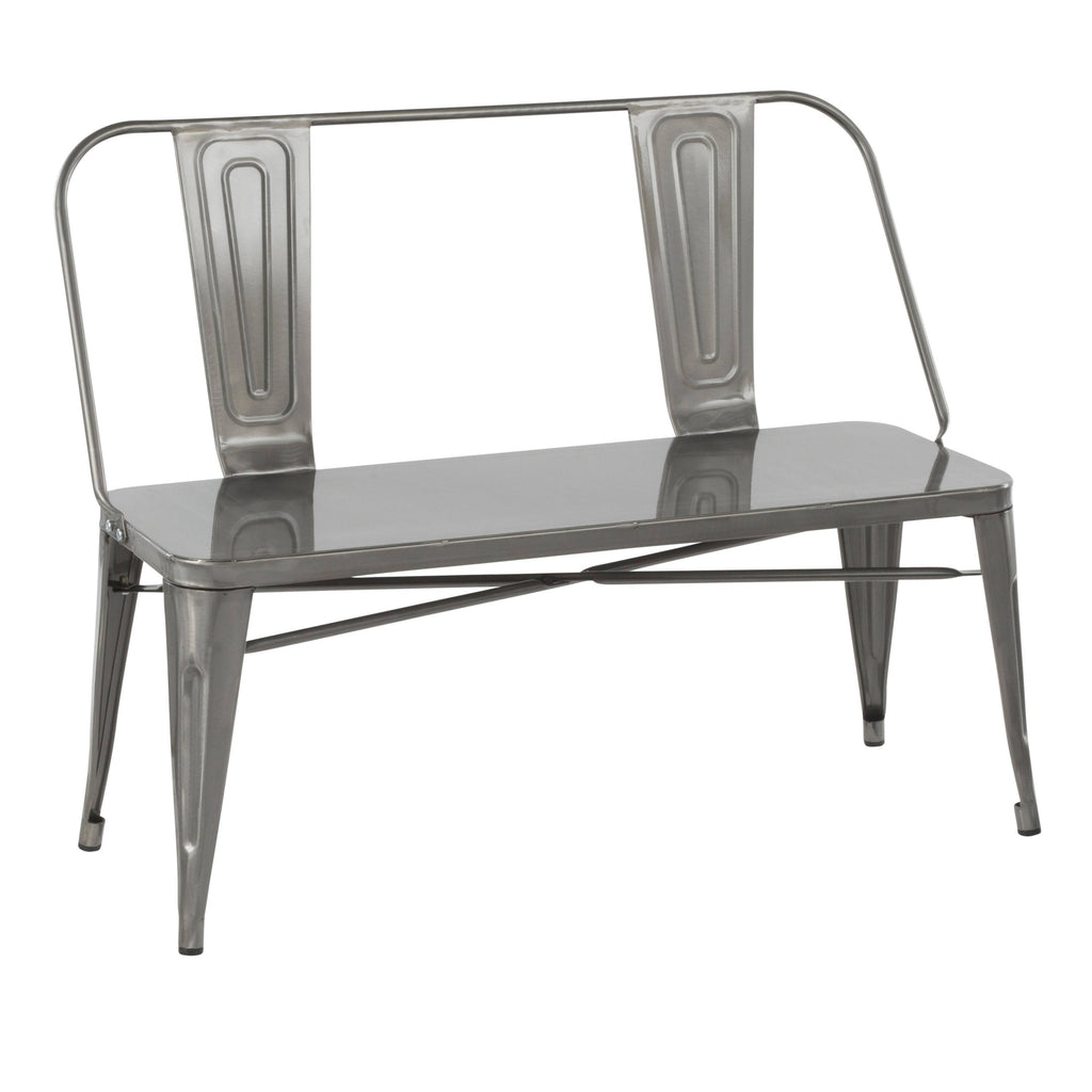 Clear Brushed Silver Metal Bench G9896