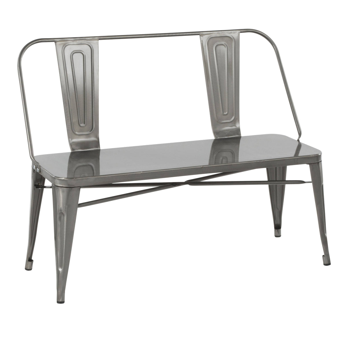 Clear Brushed Silver Metal Bench G9896