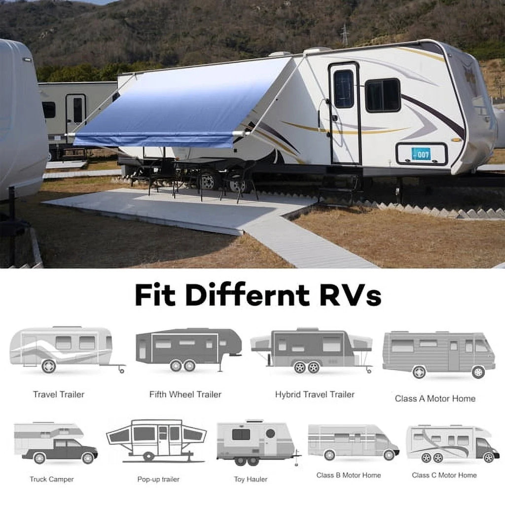 16' Blue Vinyl RV Awning Fabric Replacement D201