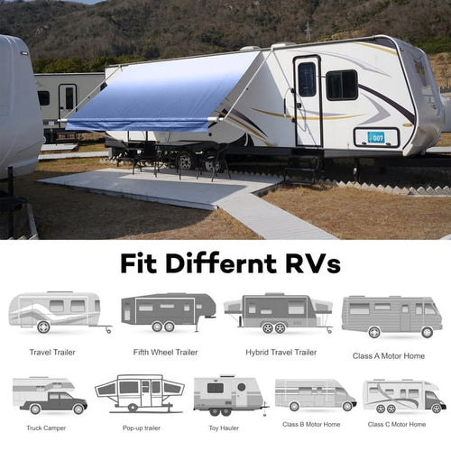 16' Blue Vinyl RV Awning Fabric Replacement D201
