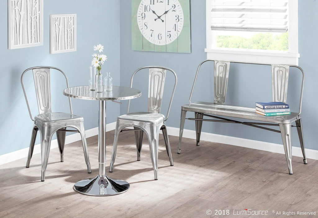 Clear Brushed Silver Metal Bench G9896
