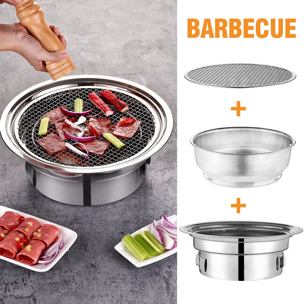 Portable Non-stick Round Charcoal BBQ Grill X946094