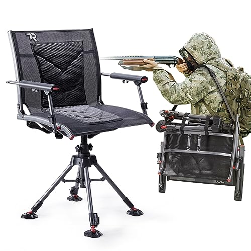 360 Degree Swivel Hunting Chair, 400 lbs Capacity, 4 Legs Height Adjustable, Padded Seat X35141