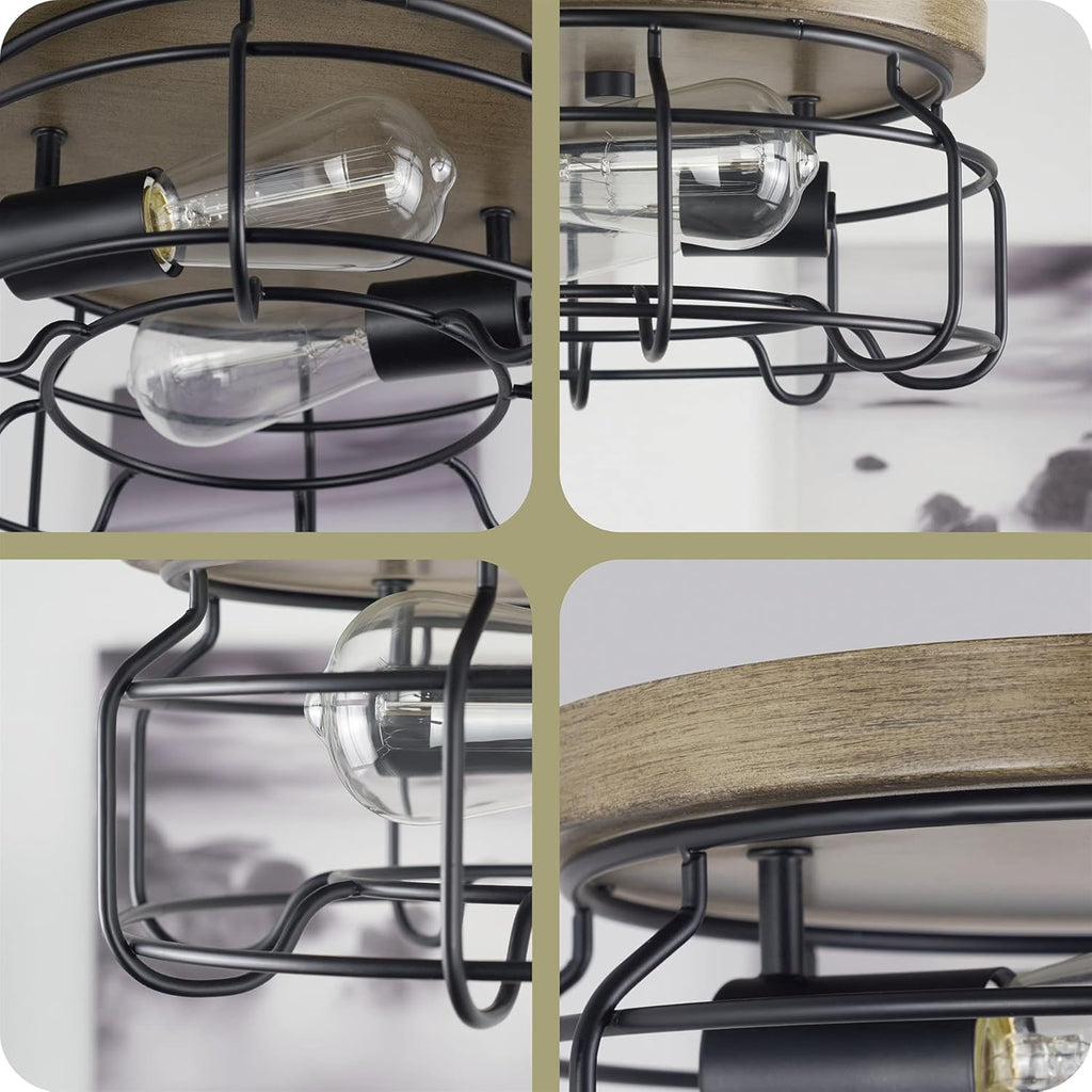 2-Light Metal Flush Mount Ceiling Light N7543