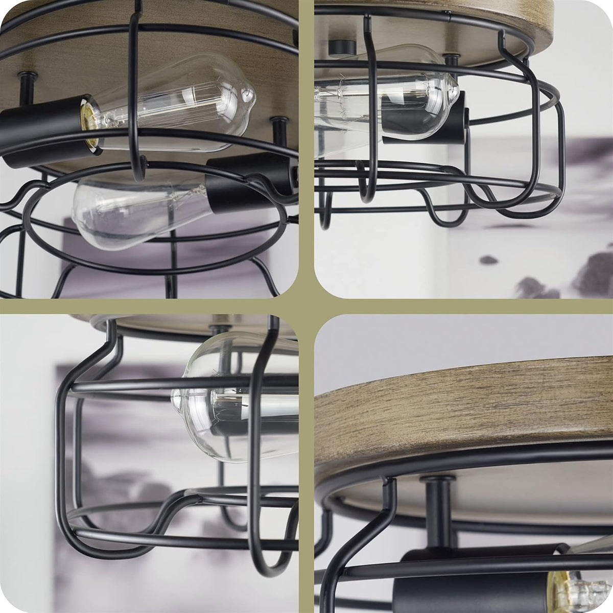 2-Light Metal Flush Mount Ceiling Light N7543