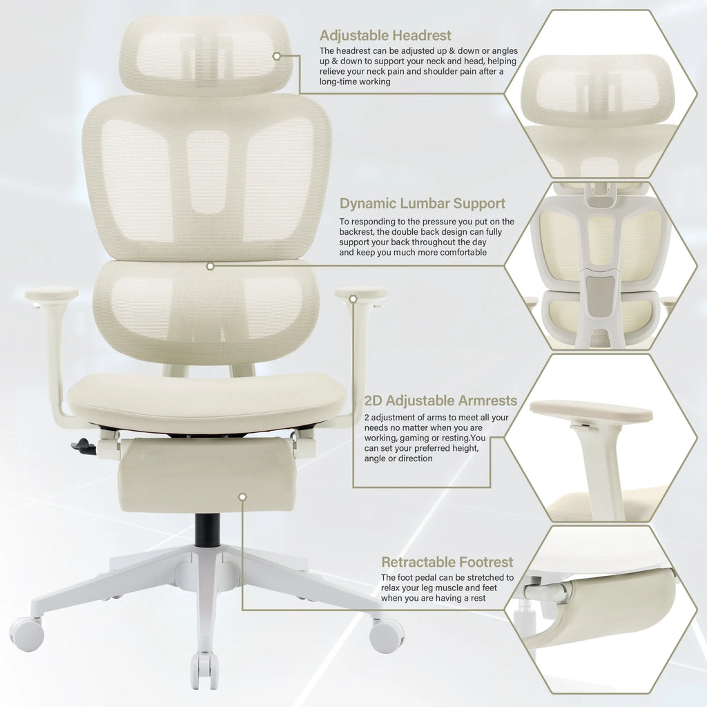 Black Ergonomic Mesh Office Chair with Footrest and Headrest A696