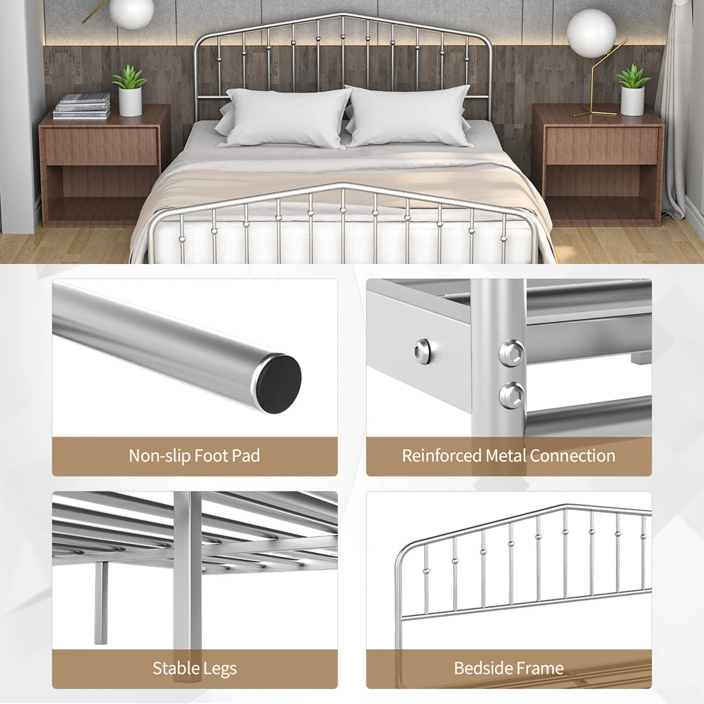 Queen Size Metal Bed Frame with Headboard and Footboard R7245