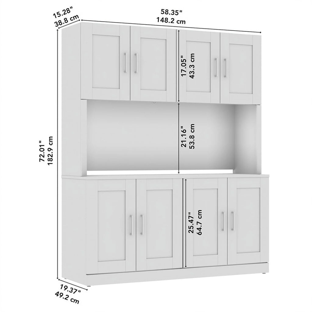 White Engineered Wood Buffet Cabinet with Hutch L672221
