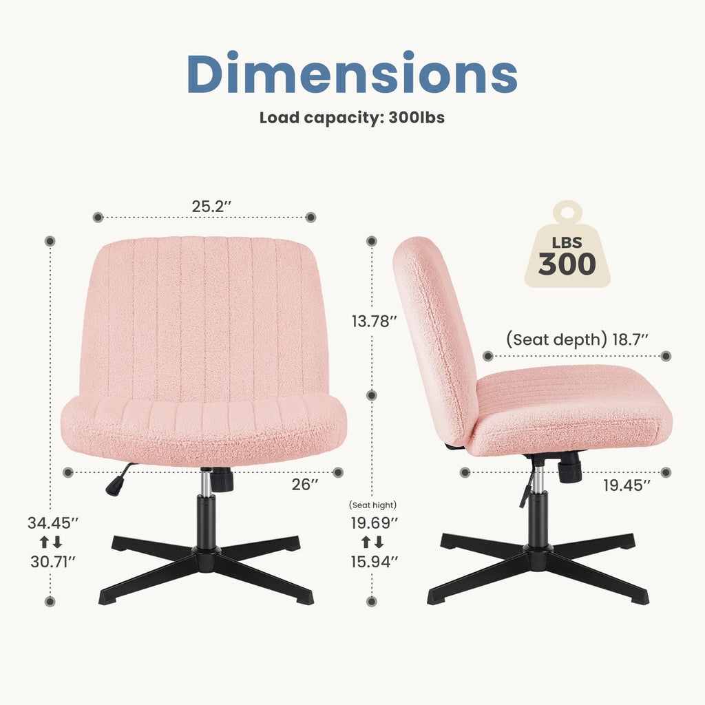 Armless Criss Cross Legged Adjustable Swivel Padded Fabric Office Chair D484162