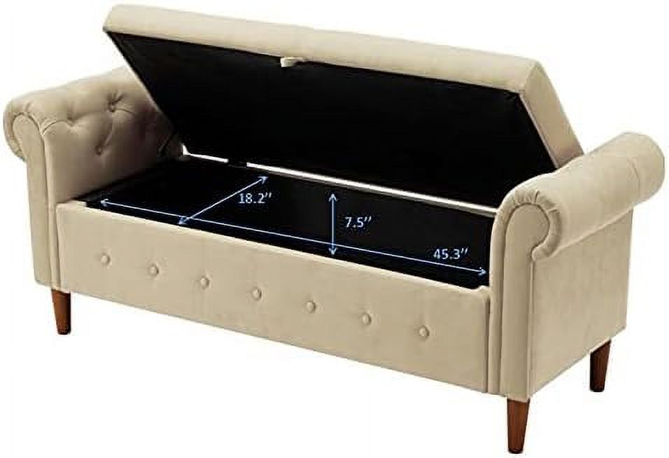 Velvet Tufted Ottoman Sofa Bench with Pillow B3593