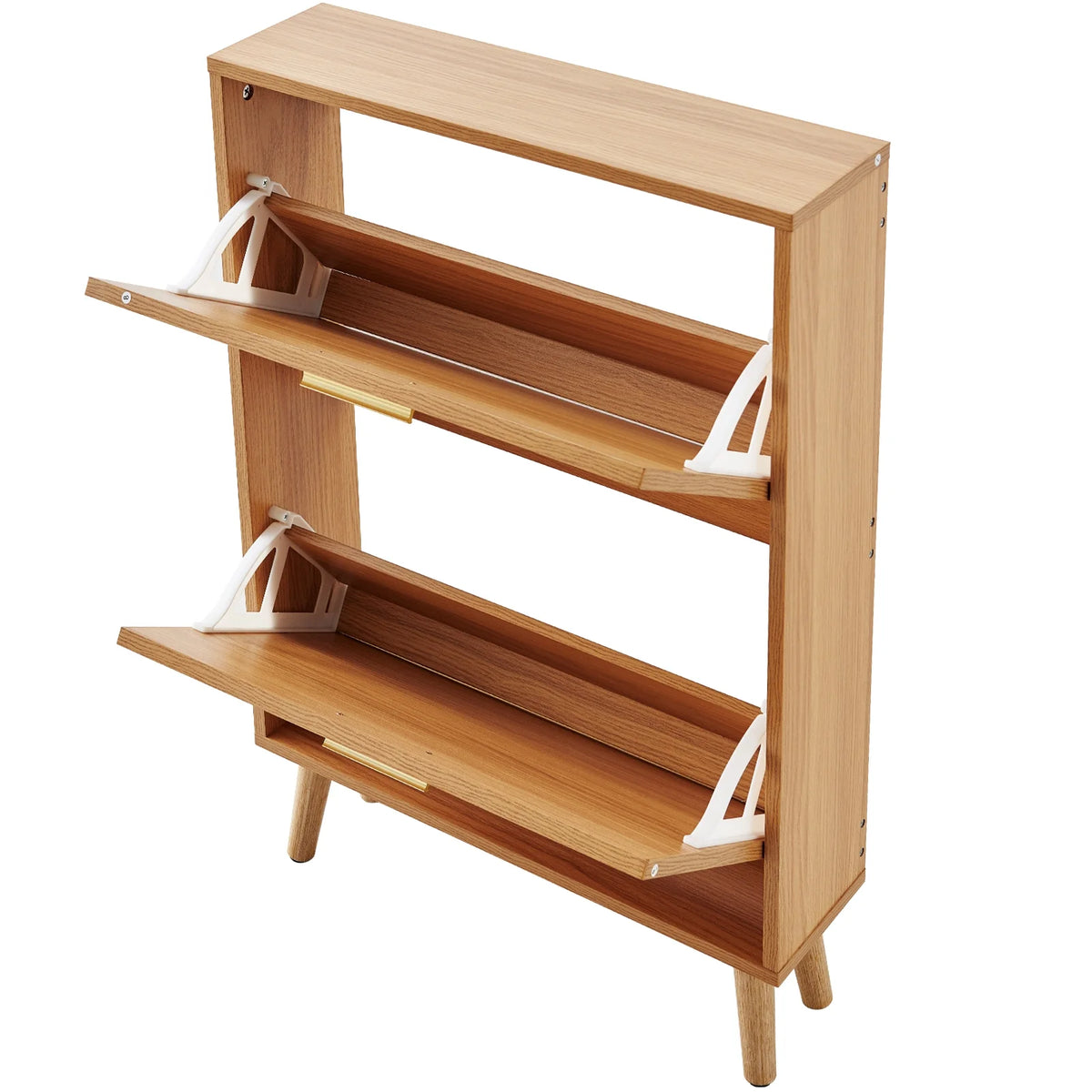Shoe Cabinet with 2 Flip Drawers Rattan Shoe Storage Cabinet J59229