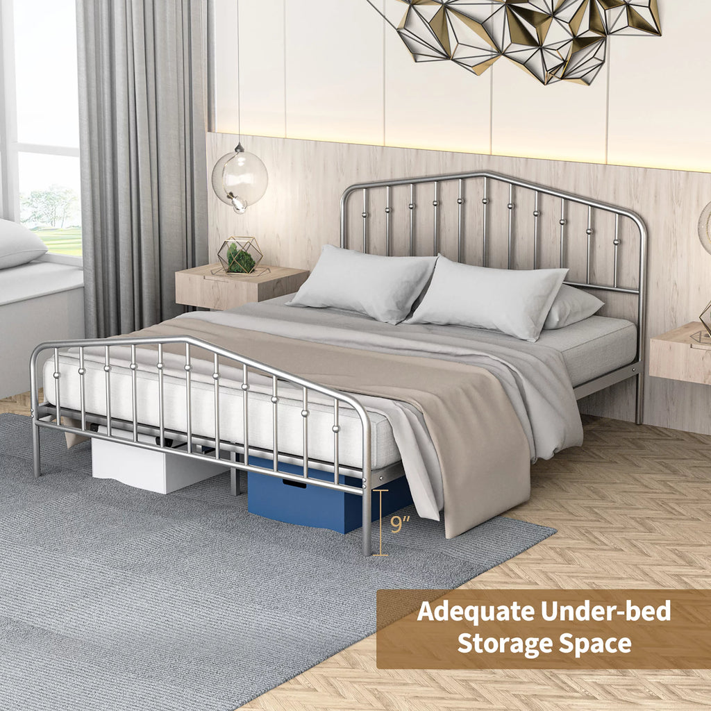 Queen Size Metal Bed Frame with Headboard and Footboard R7245