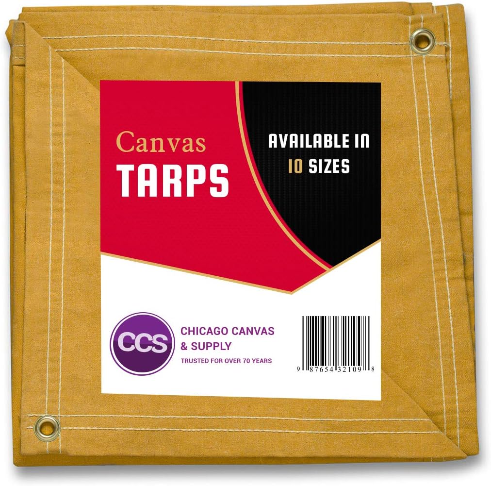 Gold 12 by 14 Feet Waterproof Canvas Tarp with Rustproof Grommets R42186